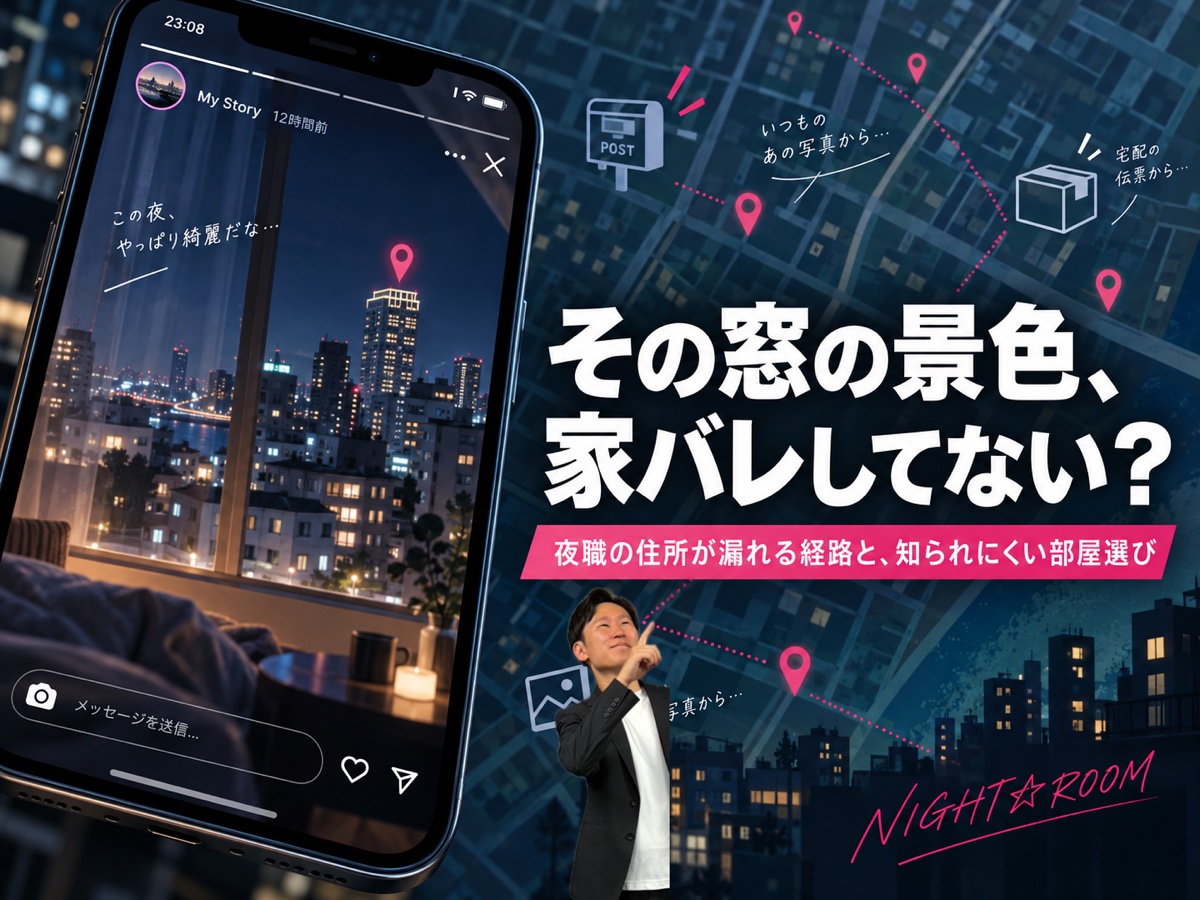 その窓の景色、家バレしてない？夜職の住所が漏れる経路と、知られにくい部屋選び（NICEROOM 栂尾）